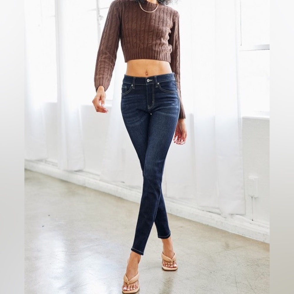 👖✨ KanCan High Rise Dark Wash Skinny Jeans Size 27 Stretch Denim